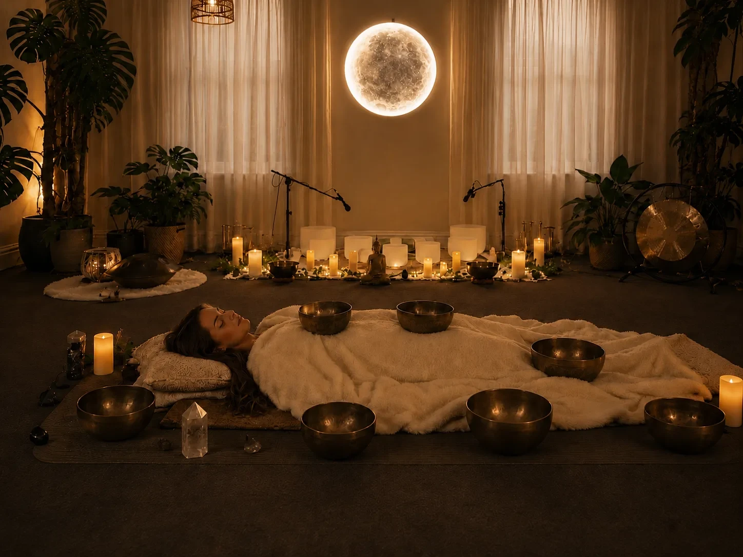 A private sound healing session set up at Mystic Wellness, Petersham