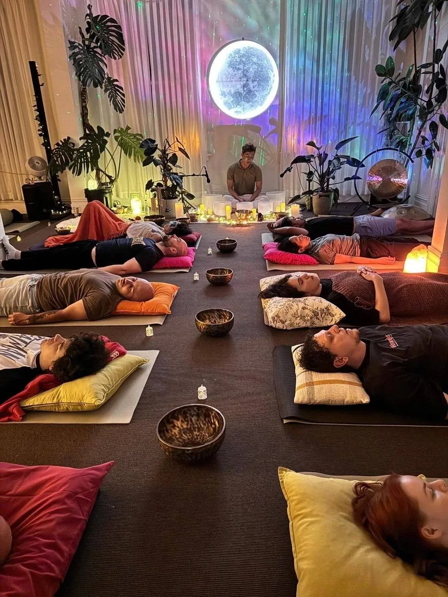 Group sound healing event at Mystic Wellness