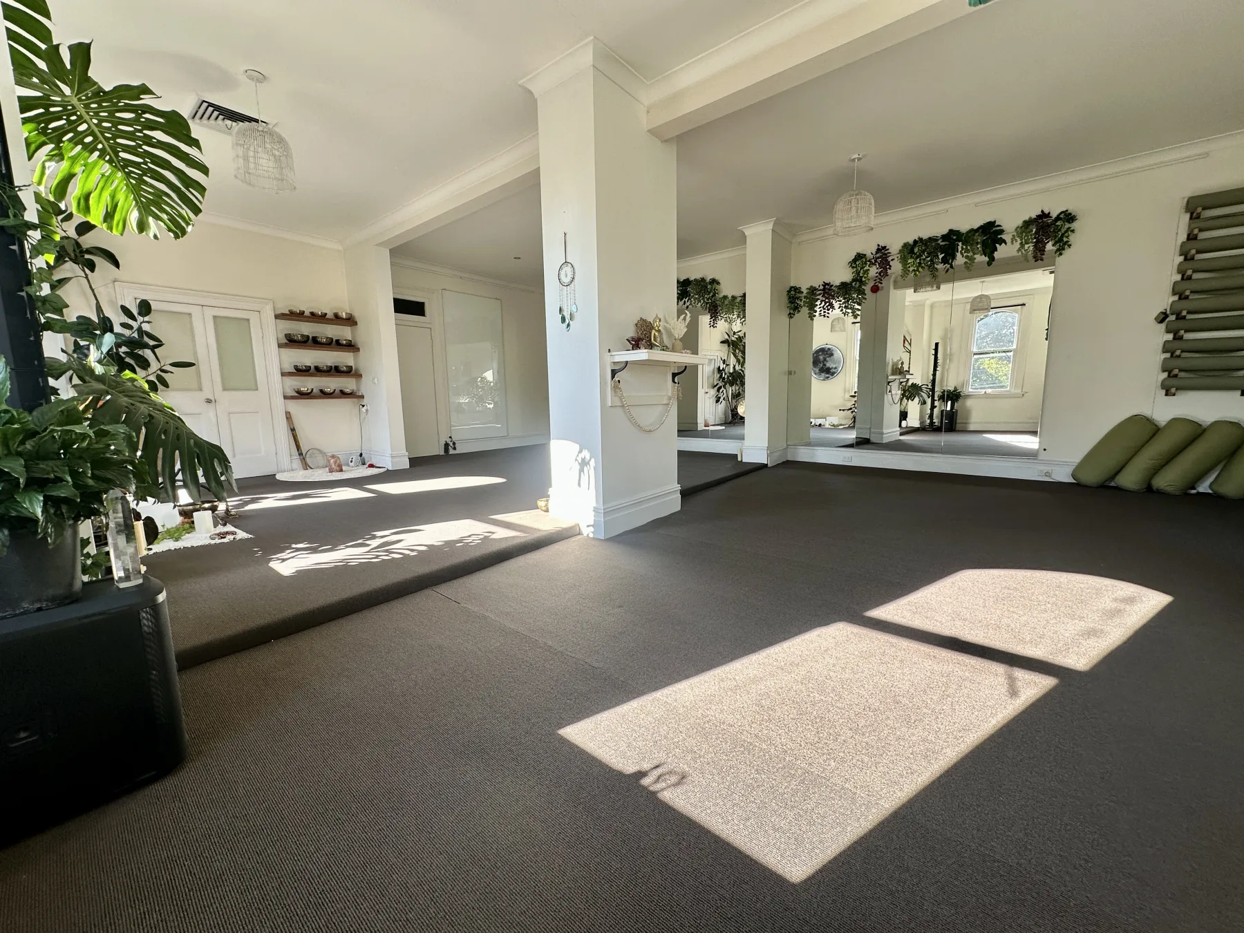 Light-filled Mystic Wellness studio hire space for workshops and sound healing in Petersham